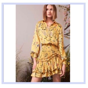 Alexis Rianna Yellow Floral Smocked Ruffle Dress